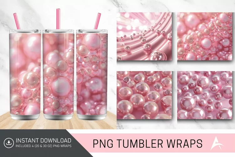 3D Pink Pearls Tumbler Wrap