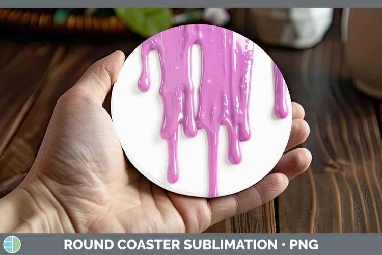 3D Pink Slime Round Coaster Sublimation Coaster Designs