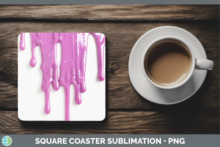 3D Pink Slime Square Coaster Sublimation Coaster Designs