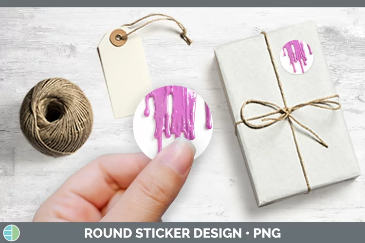 3D Pink Slime Stickers | Round Labels Designs
