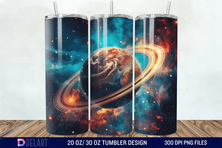 3D Planet Galaxy Tumbler Wrap