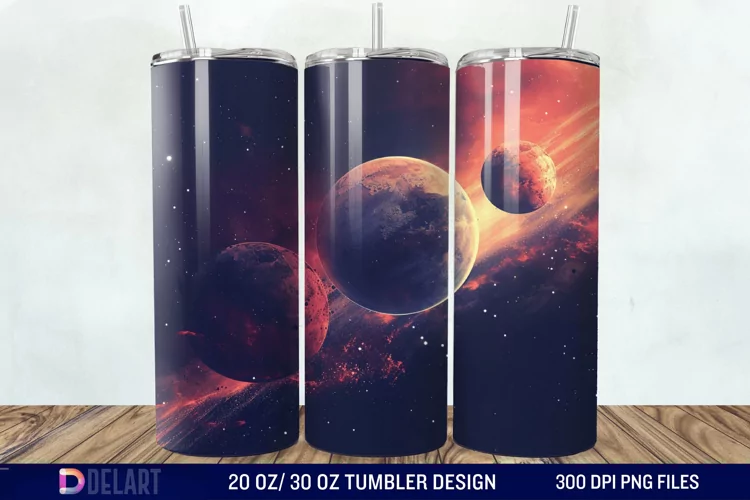 3D Planet Galaxy Tumbler Wrap