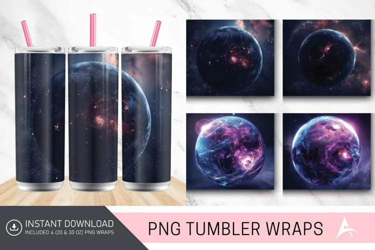 3D Planet Galaxy Tumbler wrap
