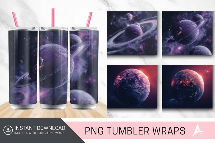 3D Planet Galaxy Tumbler wrap