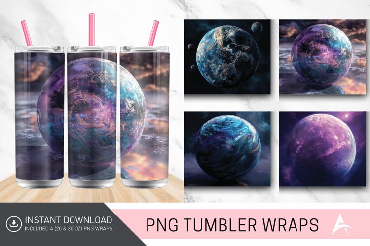3D Planet Galaxy Tumbler wrap example image 1