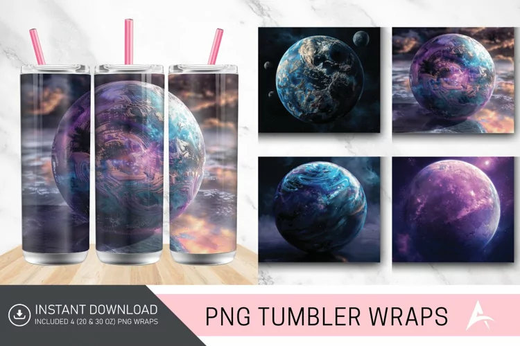 3D Planet Galaxy Tumbler wrap