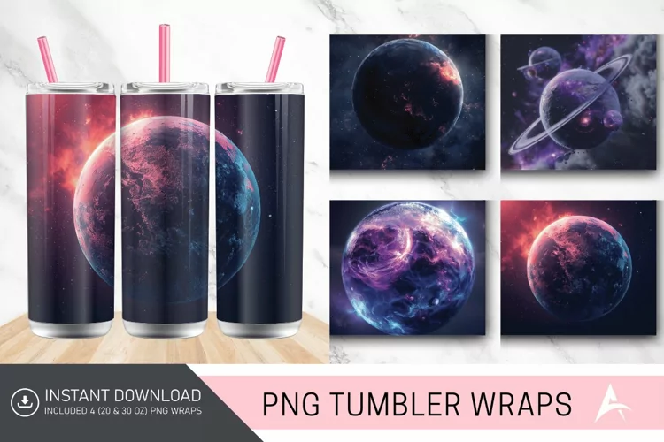 3D Planet Galaxy Tumbler wrap