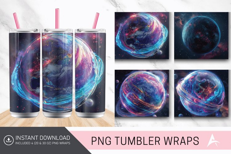 3D Planet Galaxy Tumbler wrap example image 1