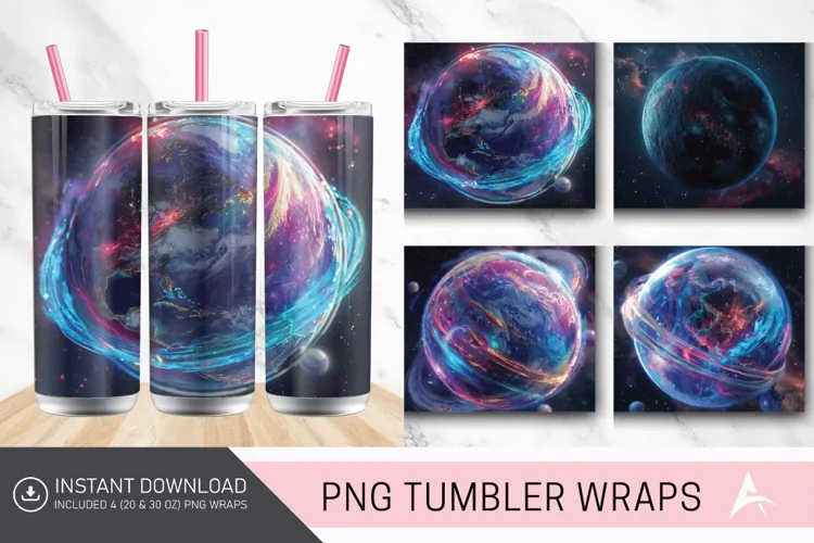 3D Planet Galaxy Tumbler wrap
