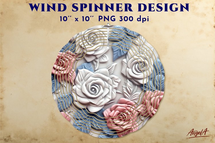 3d wind spinner roses sublimation designs / 3d mural effect example image 1