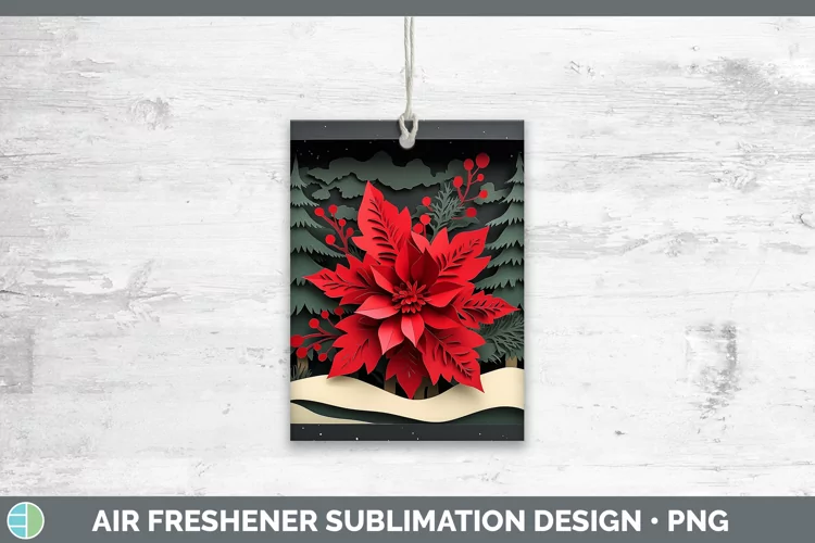 3D Poinsettia Air Freshener Sublimation Car Freshener Design