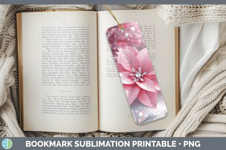 3D Poinsettia Bookmark Sublimation Printable Designs