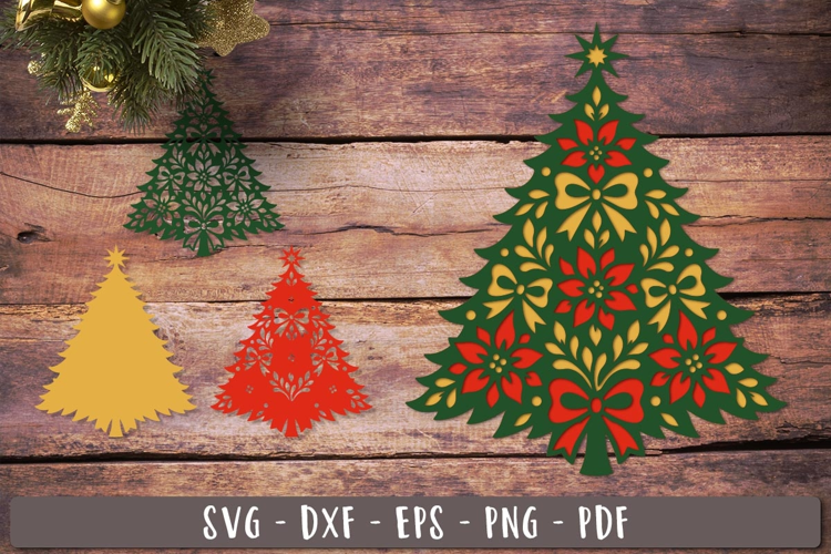 3d Poinsettia Christmas Tree SVG Layered design