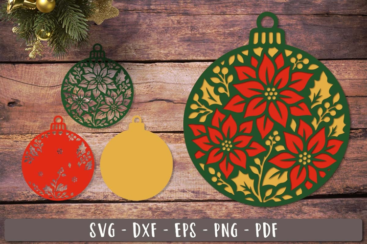 3d Poinsettia Ornament SVG Christmas Layered design