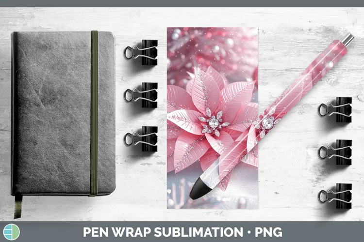 3D Poinsettia Pen Wrap Sublimation Pen Designs