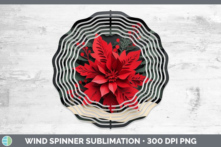 3D Poinsettia Wind Spinner Sublimation Spinner Designs
