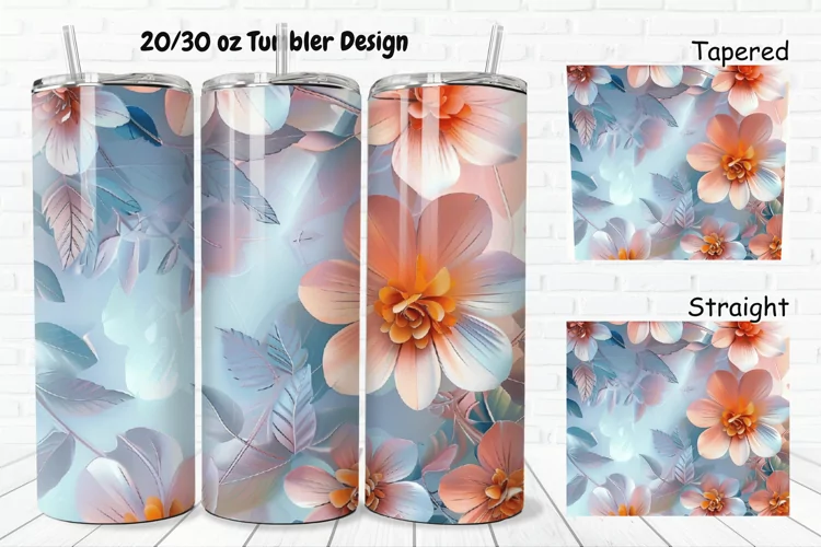 3D Pretty Flowers 20/30oz Skinny Tumbler
