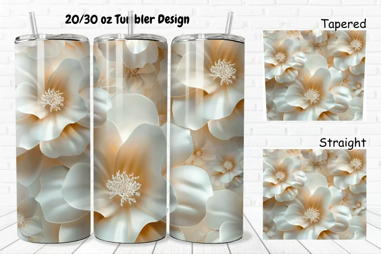 3D Pretty Flowers 20/30oz Skinny Tumbler