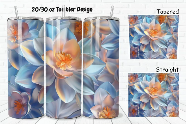 3D Pretty Flowers 20/30oz Skinny Tumbler