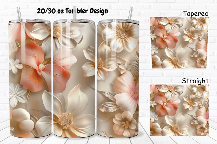 3D Pretty Flowers 20/30oz Skinny Tumbler