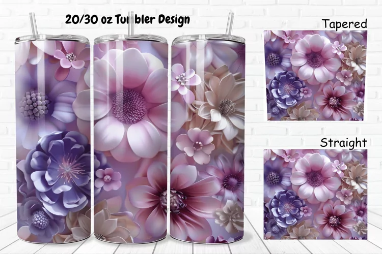 3D Pretty Flowers 20/30oz Skinny Tumbler