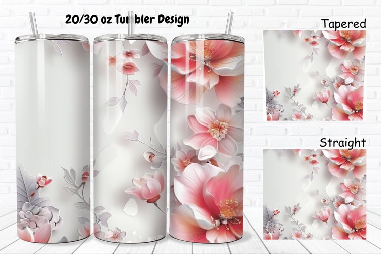 3D Pretty Flowers 20/30oz Skinny Tumbler