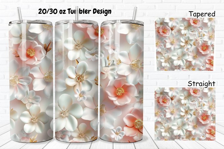 3D Pretty Flowers 20/30oz Skinny Tumbler