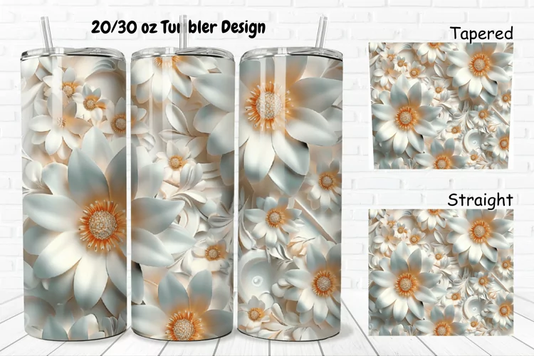 3D Pretty Flowers 20/30oz Skinny Tumbler