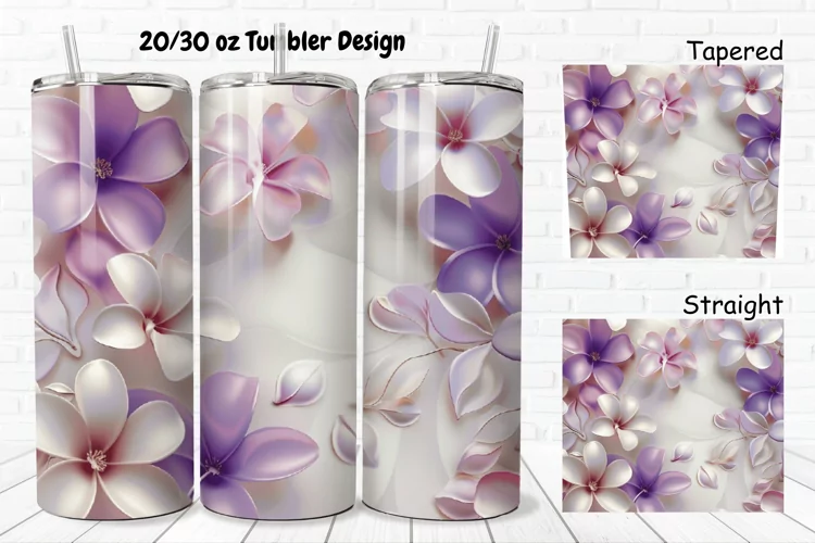3D Pretty Flowers 20/30oz Skinny Tumbler