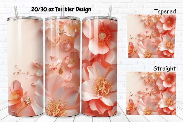 3D Pretty Flowers 20/30oz Skinny Tumbler