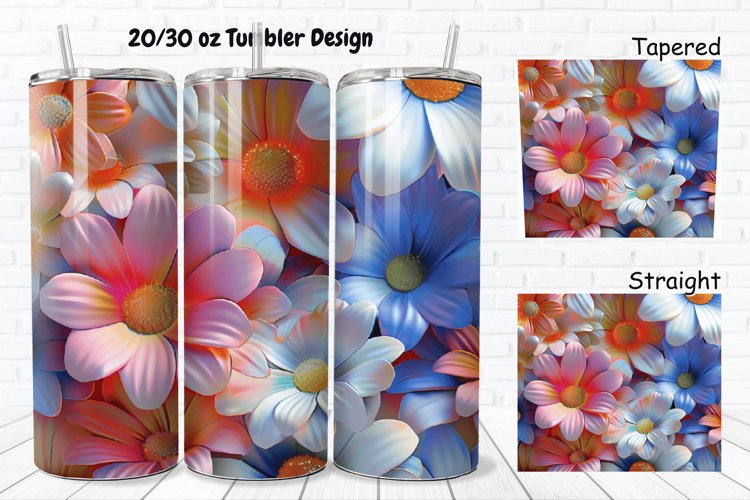 3D Pretty Flowers 20/30oz Skinny Tumbler