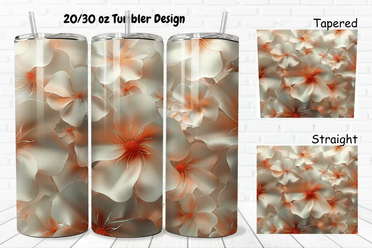 3D Pretty Flowers 20/30oz Skinny Tumbler