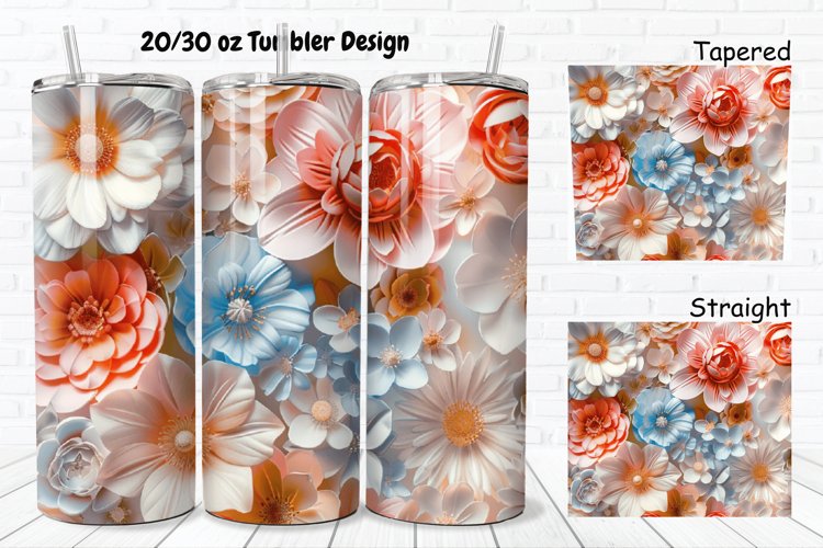 3D Pretty Flowers 20/30oz Skinny Tumbler