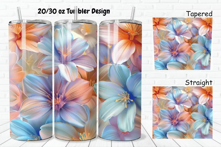 3D Pretty Flowers 20/30oz Skinny Tumbler