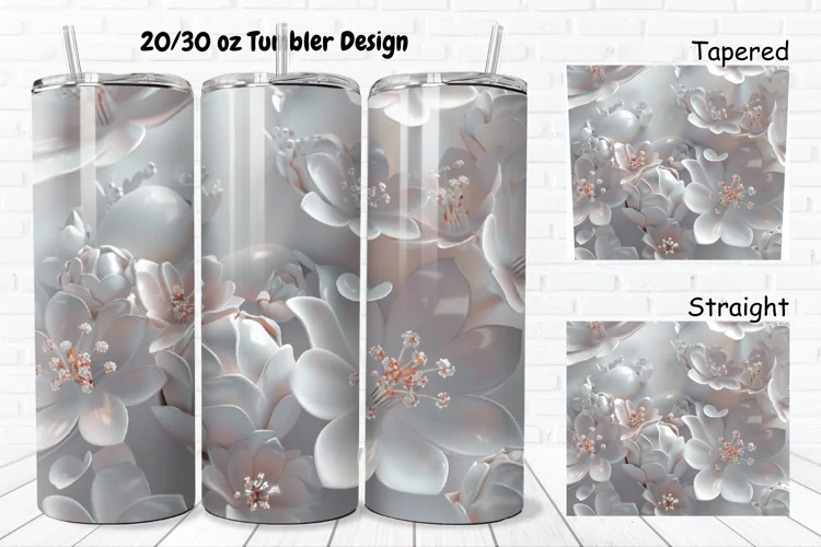 3D Pretty Flowers 20/30oz Skinny Tumbler