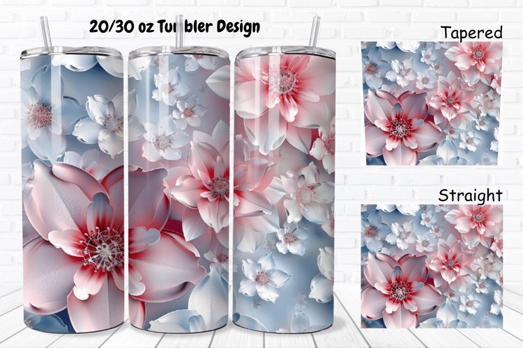 3D Pretty Flowers 20/30oz Skinny Tumbler