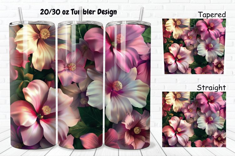 3D Pretty Flowers 20/30oz Skinny Tumbler
