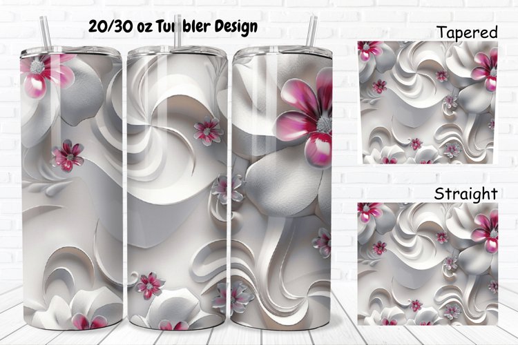 3D Pretty Flowers 20/30oz Skinny Tumbler example image 1