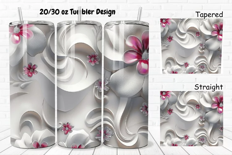 3D Pretty Flowers 20/30oz Skinny Tumbler