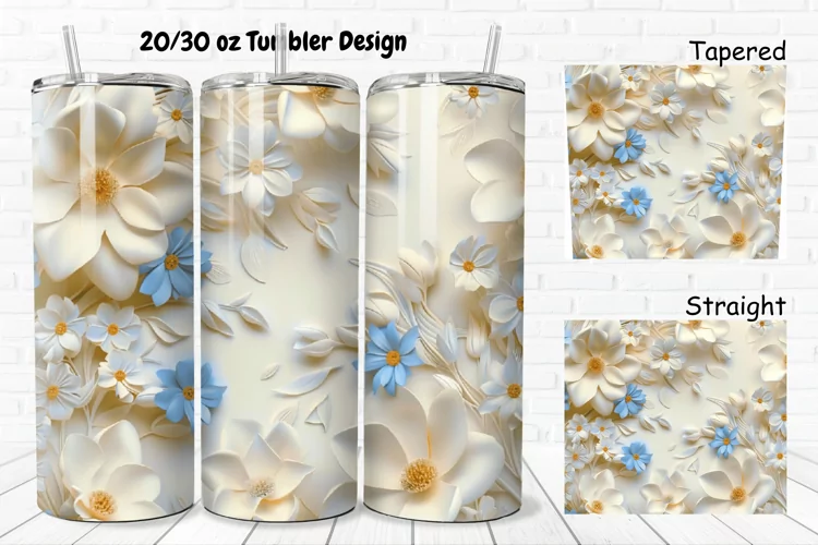 3D Pretty Flowers 20/30oz Skinny Tumbler