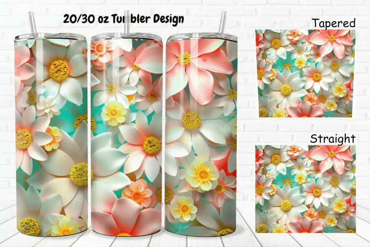 3D Pretty Flowers 20/30oz Skinny Tumbler