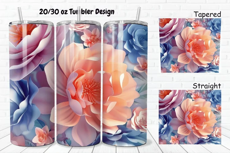 3D Pretty Flowers 20/30oz Skinny Tumbler