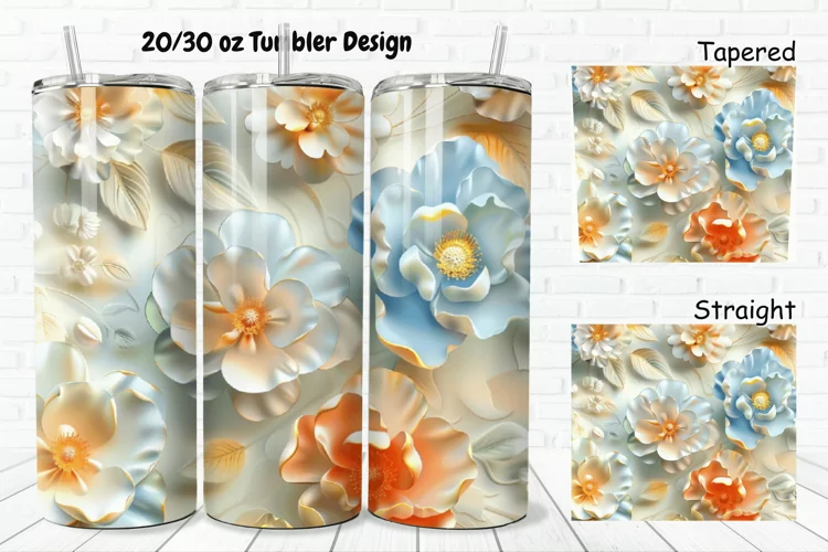 3D Pretty Flowers 20/30oz Skinny Tumbler