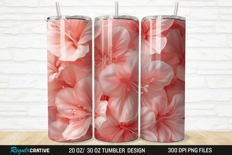 3D Pretty Pink Azalea Flower 20/30oz Skinny Tumbler
