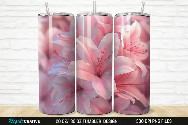 3D Pretty Pink Azalea Flower 20/30oz Skinny Tumbler