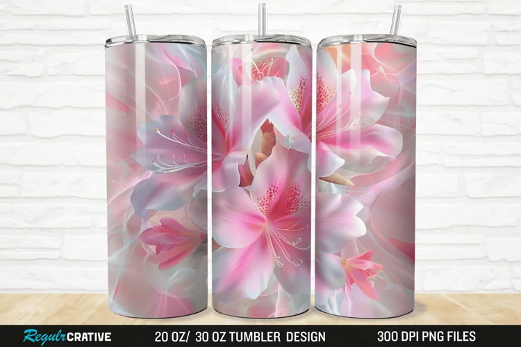 3D Pretty Pink Azalea Flower 20/30oz Skinny Tumbler