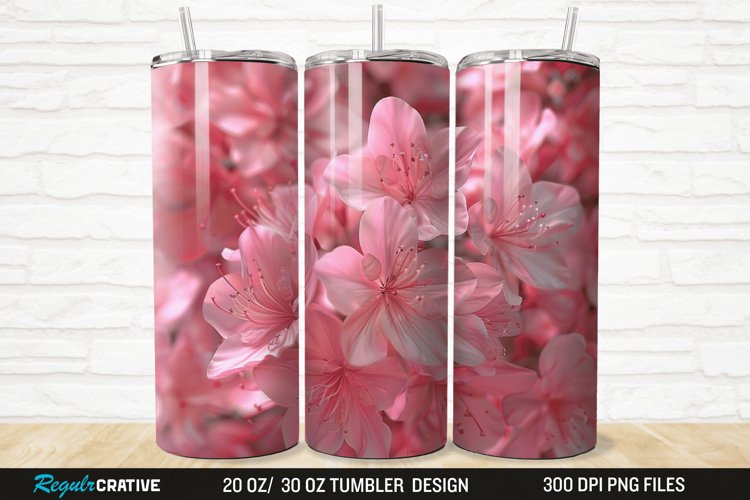 3D Pretty Pink Azalea Flower 20/30oz Skinny Tumbler