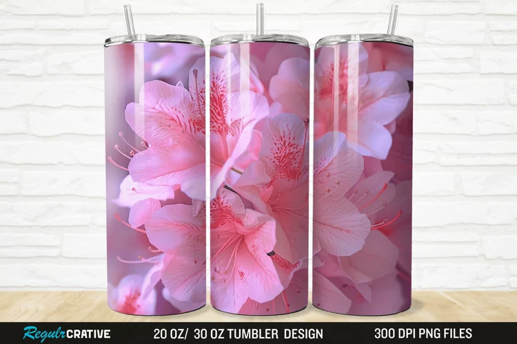 3D Pretty Pink Azalea Flower 20/30oz Skinny Tumbler
