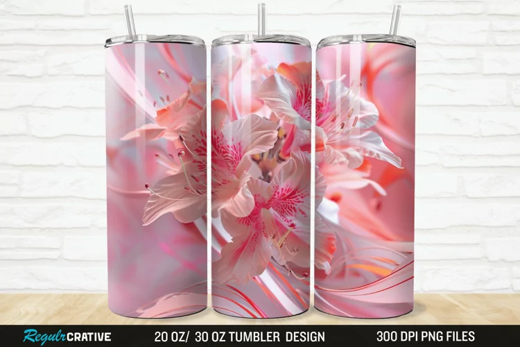 3D Pretty Pink Azalea Flower 20/30oz Skinny Tumbler