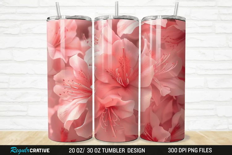 3D Pretty Pink Azalea Flower 20/30oz Skinny Tumbler